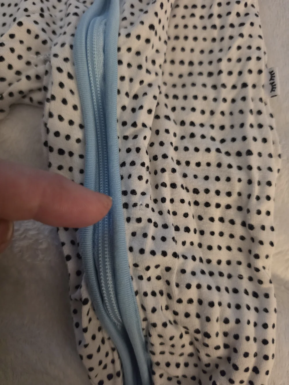 Little Sleepies Blue & White Polka Dot Bamboo Zippy 3-6m